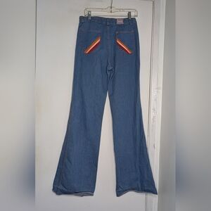 Vintage Disco Jeans Blue Bell Bottoms 1970s
